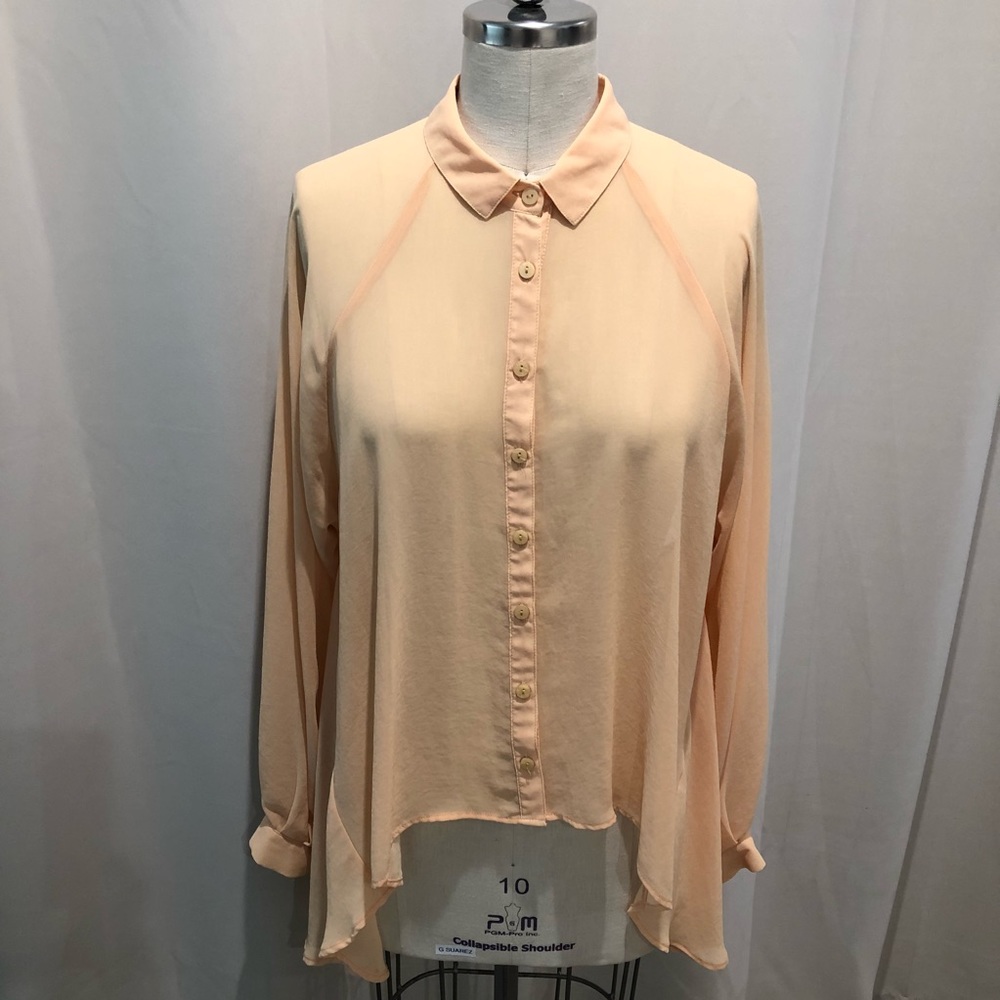 Topshop peach button front blouse